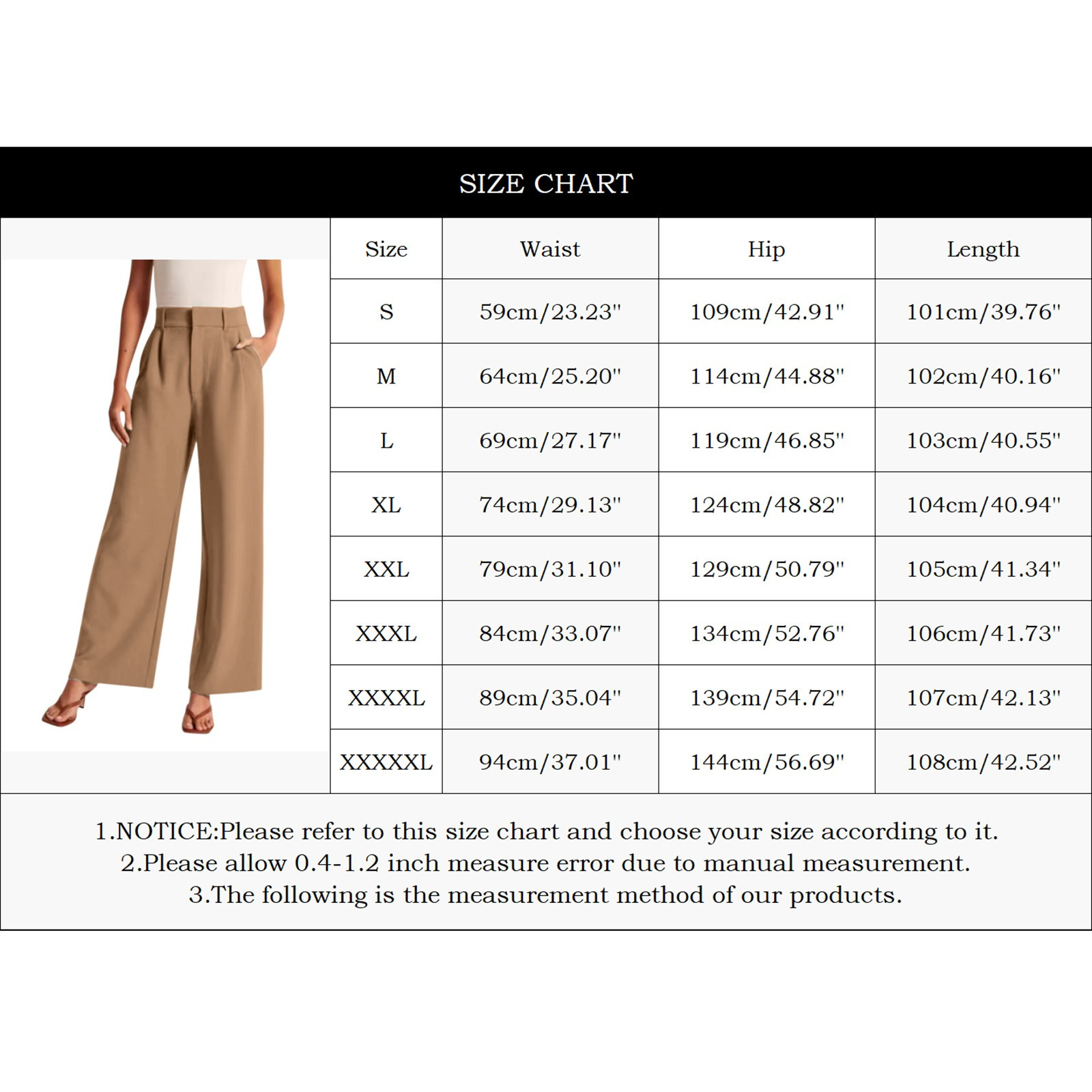 thumbnail image 4 of Pantalones de vestir de cintura alta y pierna ancha para mujer: pantalones fluidos de estilo informal de oficina para el trabajo y el día a día, 4 of 6